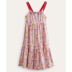 Mini Boden Tiered Jersey Maxi Dress French Pink Ice Cream Girls 11 12 Years NWT